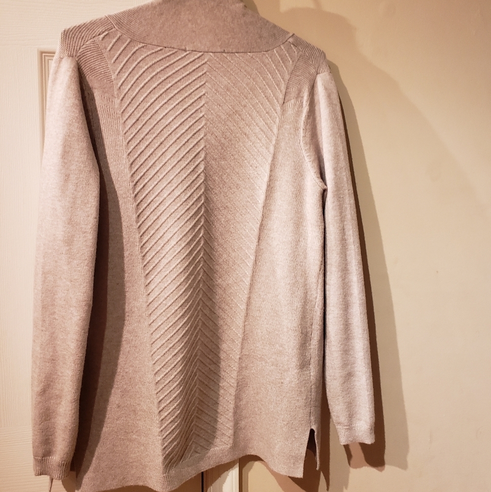 Open Front Cardigan With Rib Trim - Picture 3 of 5
